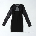 Black Sexy Punk Spider Shoulder High Collar Dress